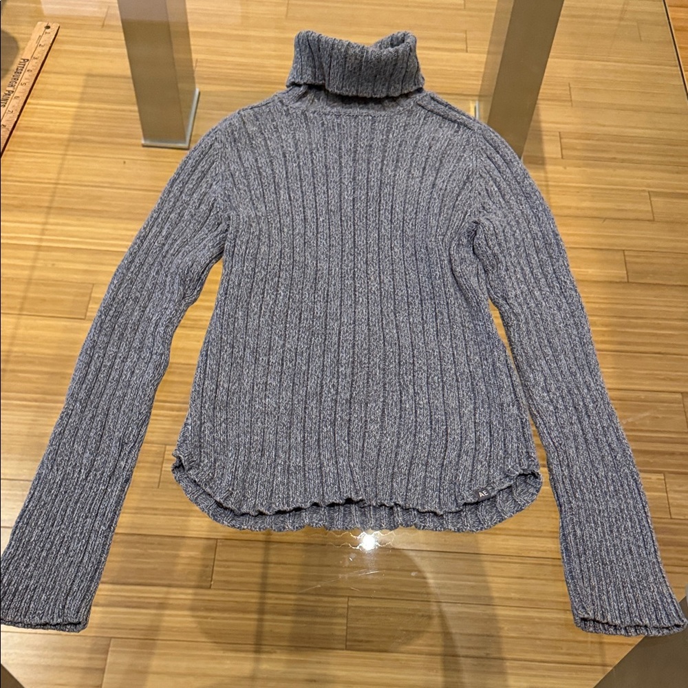 American Eagle Gray Ribbed Turtleneck Sweater 100% cotton size medium